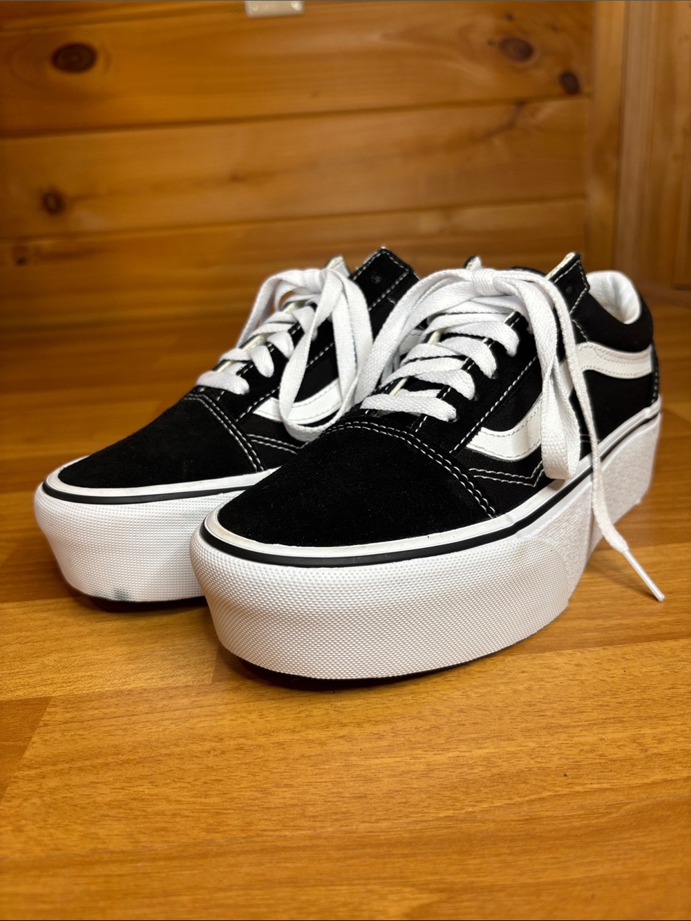 Vans Black and White Platform Old Skool
